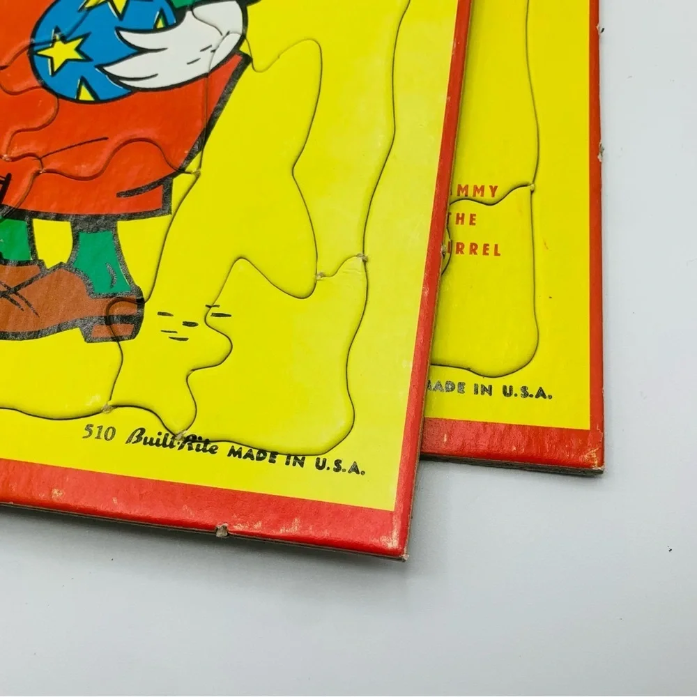 Vintage Built-Rite Animal Tray Puzzles – Set of 3 (Percy Panda, Sammy Squirrel)